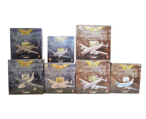 7 Corgi Aviation Archive 1:144 scale diecast models 7 Corgi Aviation Archive 1:144 scale diecast models to include a Frontier