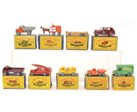 9 Moko Lesney Matchbox Series boxed vehicles 9 Moko Lesney Matchbox Series boxed cars and vehicles to include 6a Euclid Quarr