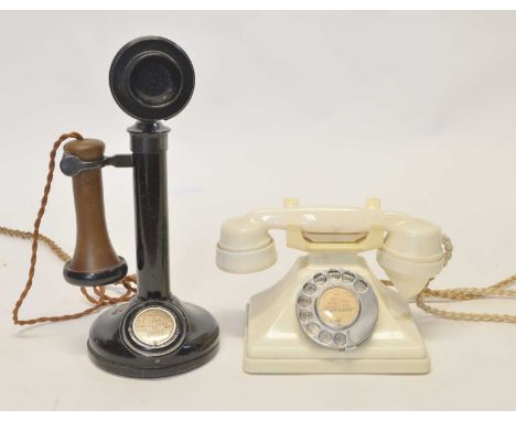 Two early 20th Century telephones Two early 20th Century telephones to include an Edwardian candlestick telephone, bakelite r