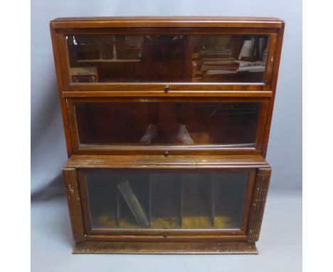 An early 20th Century globe wernicke style mahogany 3 tier bookcase. H-106cm W-90cm D-36cm 