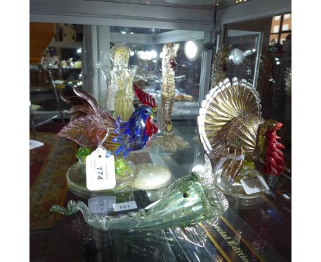 A collection of 1950's Venetian glass animals to include an angel
