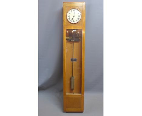 An early 20th century Magneta electric grand mother clock with light oak case. H-161cm W-31cm D-15cm