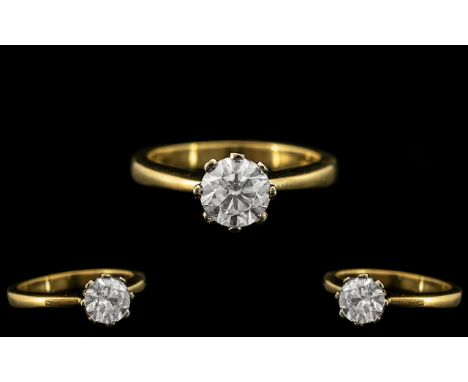 Contemporary Designed 18ct Gold - Good Quality Single Stone Diamond Set Ring. Full 18ct - 750 Birmingham Hallmark to Interior