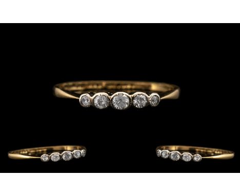 18ct Antique Five Stone Diamond Set Ring.  Diamonds of good colour and sparkle.  Please see images.