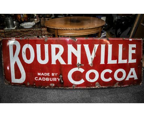 Vintage Cadbury 'Bournville Cocoa' Enamel Sign of large size, with chips to enamel commensurate with it's age; 70 inches (175