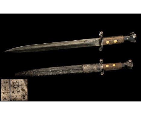 Victorian Bayonet &amp; Scabbard.  Victorian bayonet, overall length 17.25", blade 11.75".  Please see accompanying image.