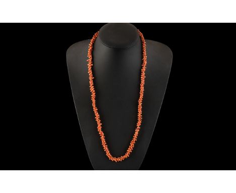 Vintage Coral Necklace.  Coral necklace in natural form, 26" in length.  Please see images.