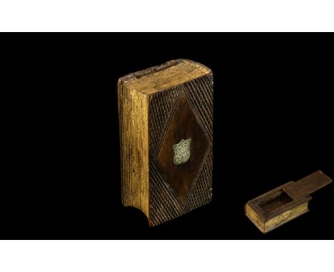 Antique Novelty Snuff Box in form of a Book, made from fruit wood.  Victorian snuff box in form of a book, wonderful detail t