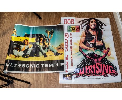 The Cult 'Sonic - Temple' Poster, unframed, 35 inches (87.5cms) x 25 inches (62.5cms), and Bob Marley and The Wailers 'Uprisi