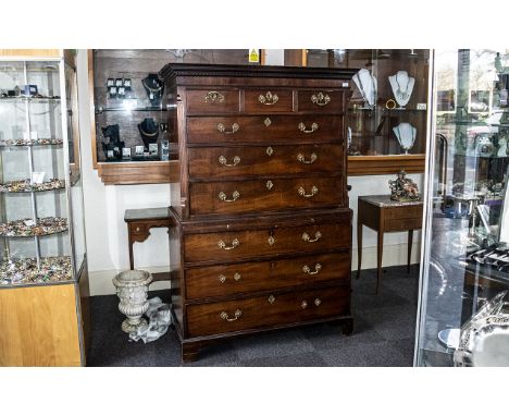 Georgian Mahogany Chest on Chest circa 1780s, with graduated drawers to the top, with fine cast brass handles, the top with a