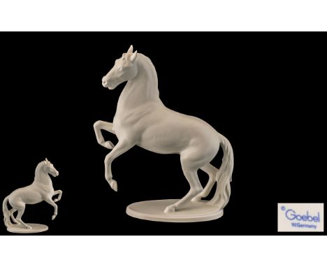 Gerhard Bochmann - Goebel Biscuit Porcelain Detailed Figure of a Rearing White Horse / Stallion. Designed by Gerhard Bochmann