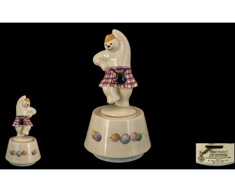 Royal Doulton Hand Painted Rotating Music Box with On / Off Switch to Side, Plays Tune ' Bluebells of Scotland ' A Snowman Fi