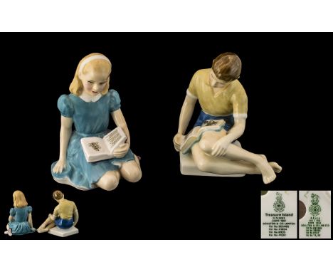 Royal Doulton Pair of Hand Painted Ceramic Figures. Includes 1/ ' Alice ' HN2158. Designer M. Davies. Issued 1960 - 1981. Hei