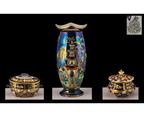 Royal Crown Derby Hand Painted Miniature Lidded Trinket Jars, Embellished In 22ct Gold. Dates 1913 &amp; 1912 + A Carlton War