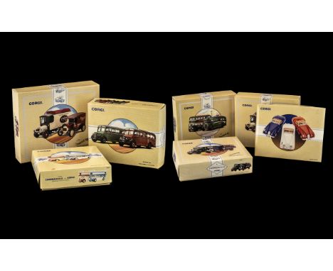 Collection Of Corgi Diecast Models To Include 97050 Open Top Regent Set, 97078 Bedford OB's, 2 x 97753 Terrys Of York Thornyc