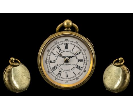 Dorey Lester &amp; Co Goldine Swiss Made Key-Wind Center Seconds Chronograph Open Faced Pocket Watch. International Exhibitio