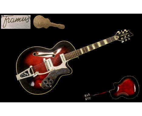 'Black Rose' Vintage Guitar Circa 1960.  One owner from new, of fine quality.  Framus, with a red lacquered body fading to a 