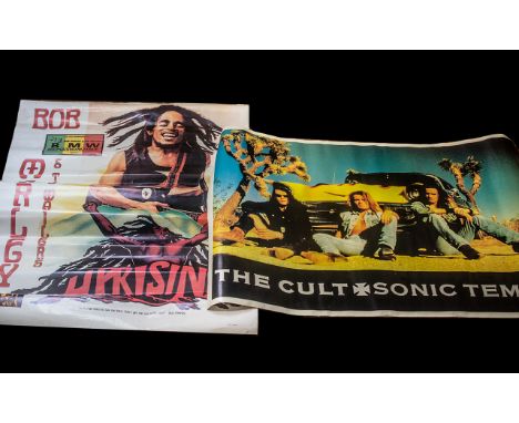 The Cult 'Sonic - Temple' Poster, unframed, 35 inches (87.5cms) x 25 inches (62.5cms), and Bob Marley and The Wailers 'Uprisi