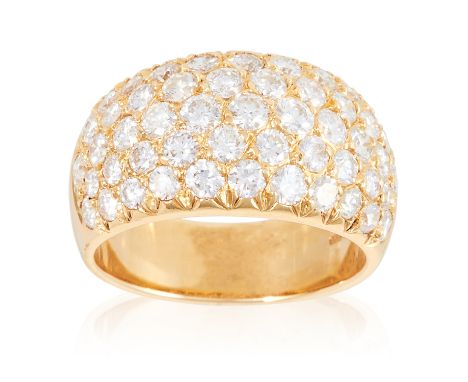 A 2.0 CARAT DIAMOND DRESS RING, VAN CLEEF &amp; ARPELS in 18ct yellow gold, comprising five rows of graduated round cut diamo