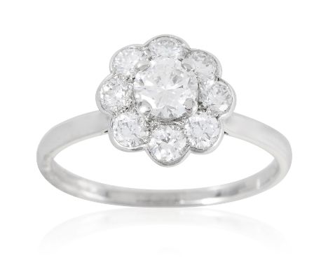 A 1.50 CARAT DIAMOND DRESS RING, CARTIER in white gold or platinum, set with round cut diamonds totalling approximately 1.50 