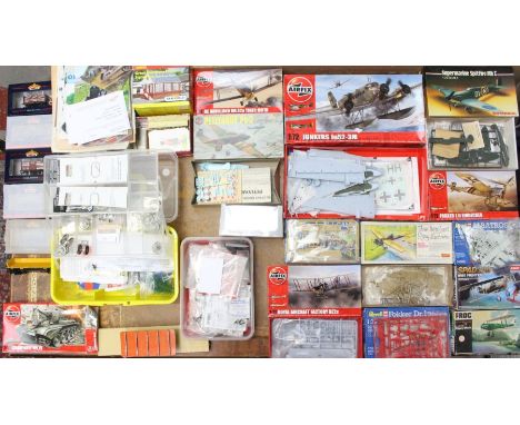 Airfix: A collection of assorted unmade Airfix kits, including mostly model aircraft, some boxes are sealed; Cromwell MK IV b