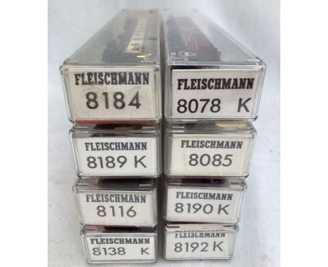 N Gauge: A collection of eight N Gauge Fleischmann coaches, all boxed in good condition.&nbsp;Please assess photographs.&nbsp