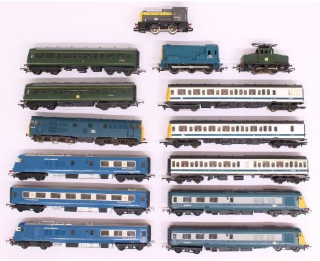 Model Railway: A collection of assorted Lima, Tri-ang and Hornby diesel locomotives and rolling stock. Unboxed. Used conditio
