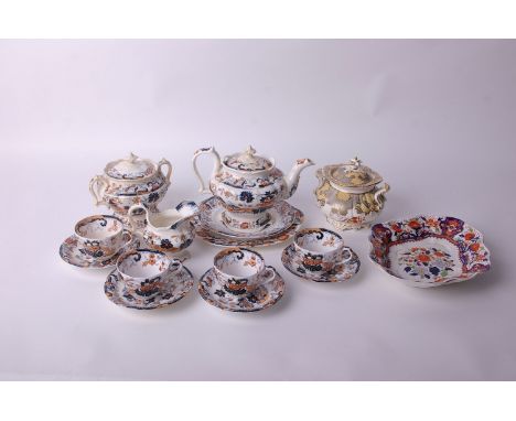 A fourteen piece Victorian 'Japan' pattern transfer printed tea set, a boxed pair of Royal Worcester oil bottles and other ch