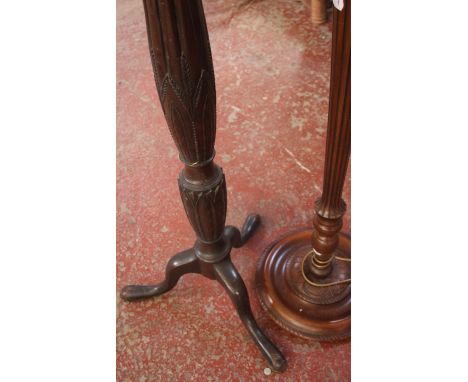 A Victorian mahogany torchere converted into a standard lamp and another similar lamp (Sold as parts)
