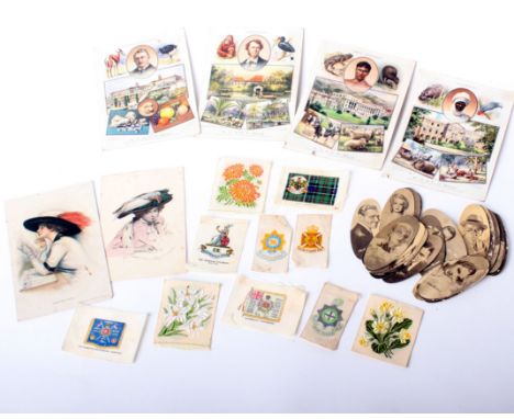 Two Edwardian 'Feminist' cards, one titled 'Her first vote'; 34 Carreras cigarette oval 'Film stars' series cards and a small