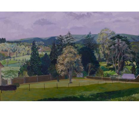 Alison M Booker (20th century) The Garden Oil on board Signed, lower right 50 x 76cm 