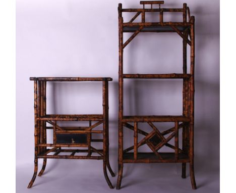 A collection of bamboo furniture mostly Edwardian and later, including a tall shelf unit, magazine rack and table etc., (7)