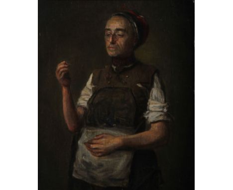 Attributed to Christian Wilhelm Ernst Dietrich (1712-1774)Portrait of a gentleman in glasses holding a needleOil on canvas32 