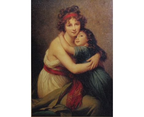 After BouguereauPortrait of a country girl; The Bird Lesson Oligravure, 59 x 48cm Together with:After Elizabeth Le Brun (1755