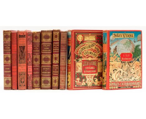 Verne (Jules) Vingt Mille Lieues sous les Mers; L'Ile Mysterieuse, both with wood-engraved illustrations, first with hinges w