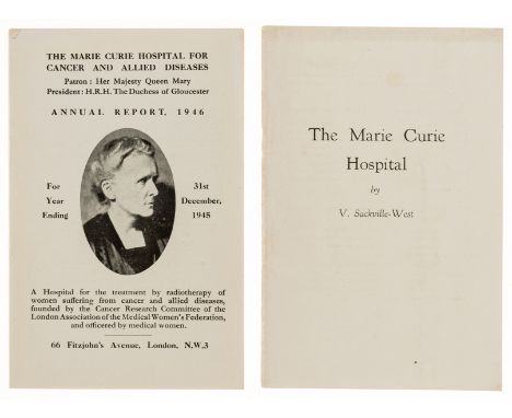 Sackville-West (Vita) The Marie Curie Hospital, first edition, photographic illustrations, original stapled printed wrappers,