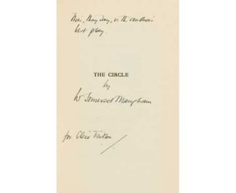 Maugham (William Somerset) The Circle, first edition, signed presentation inscription from the author to Elsie Tritton "This 