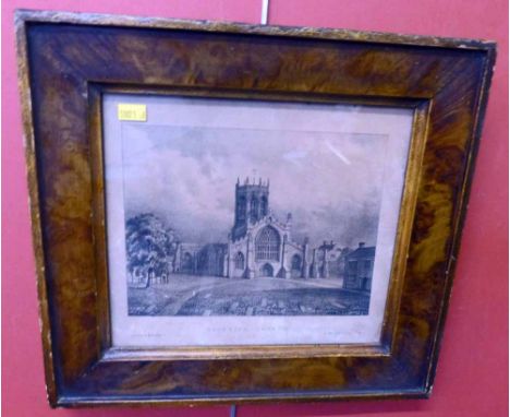 Victorian lithograph of Nantwich Church. Condition report: see terms and conditions.