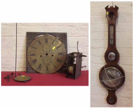 Latham Macclesfield clock movement and a barometer. Condition report: see terms and conditions.