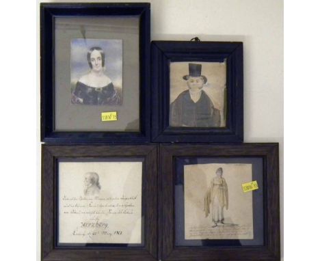 M.J. Holmes miniature portrait of a lady and three other miniatures. Condition report: see terms and conditions.