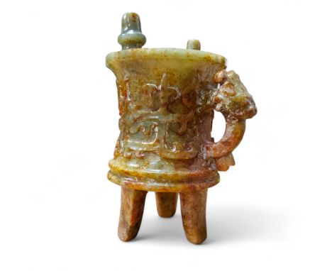 A large Han Dynasty Hetian jade ceremonial wine cup, 19.5cm high