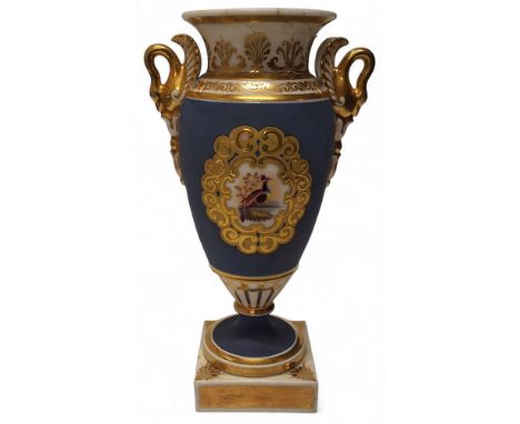 A 19th century Chamberlain’s Worcester porcelain two-handled pedestal ovoid vase,&nbsp; painted by Dr. Davis,&nbsp; with a fa