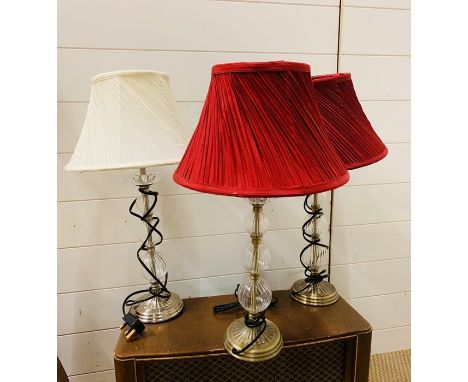 Three lamp bases with shades 