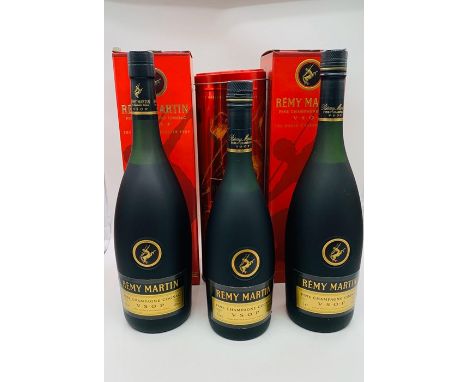 Three boxed bottles of Remy Martin VSOP fine Champagne Cognac
