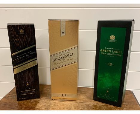 A collection of boxed Johnie Walker to include Double Back, Gold Label Reserve and Green Label 