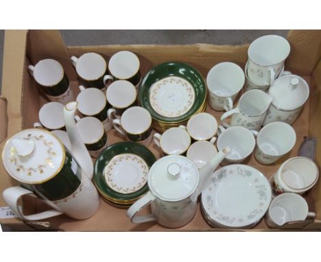 A SPODE BONE CHINA GREEN VELVET COFFEE SERVICE AND A NORITAKE WELLESLEY COFFEE SERVICE