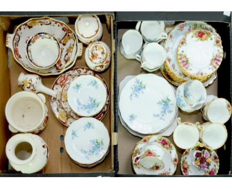 A ROYAL ALBERT OLD COUNTRY ROSES TEA SERVICE, A ROYAL ALBERT FORGET ME NOT TEA SERVICE AND A QUANTITY OF MASON'S IRONSTONE MA