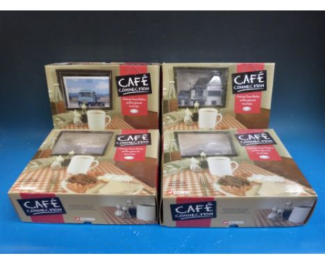 Four Corgi Café Connection diecast model vehicle sets, Moreton C Cullimore & Son cc10801; Richard Read cc10501; Andrew Wishar