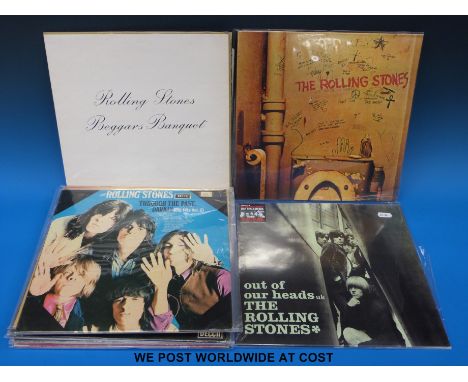 Nine Rolling Stones LPs, including two 180g vinyl copies of “Beggars Banquet” and “Out Of Our Heads (UK)” (2003 DSD remasters