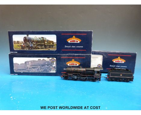 Three Bachmann 00 gauge British Rail steam locomotives and tenders, 2-6-0 Crab 42765 32-176, 43XX 4377 31-827A and Ivatt clas
